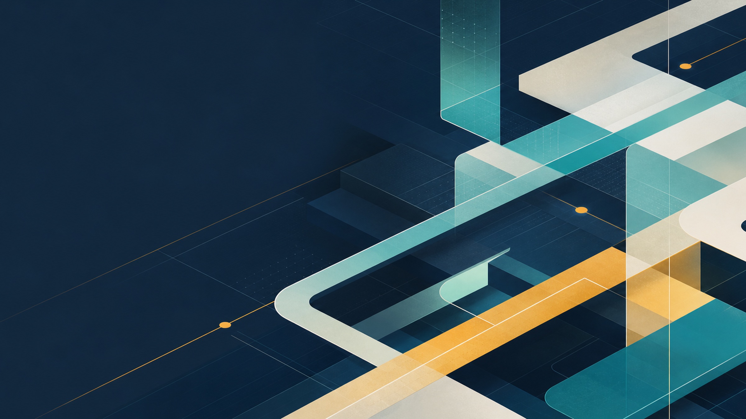 Structured architectural pathways and nodes representing practical forward progress